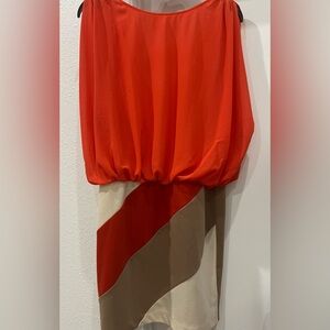 BRAND NEW Hot and Delicious Coral and Beige Dress Size Large